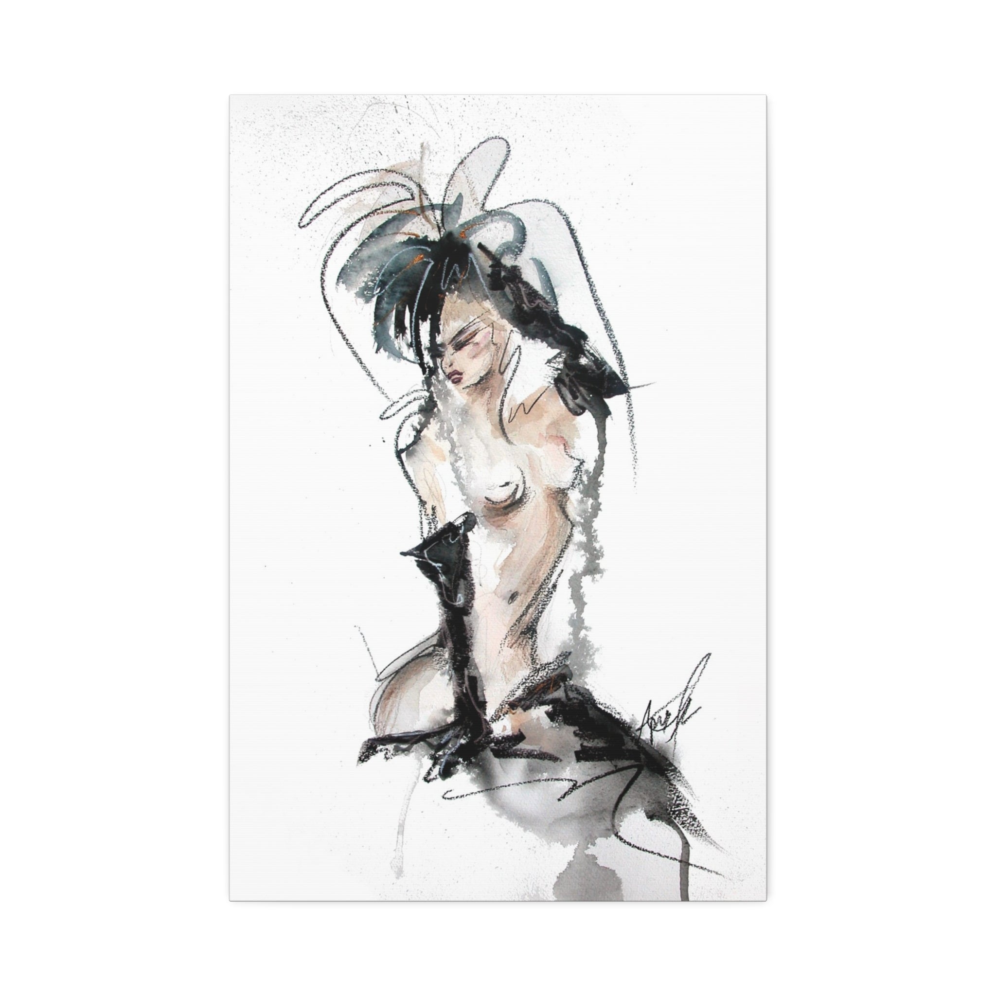 Woman In Black Gloves Canvas Print | Burlesque Pinup Canvas Art