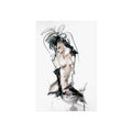 Figurative Fine Art Poster |  Watercolor Nude Fashion Sketch | Woman In Black Gloves