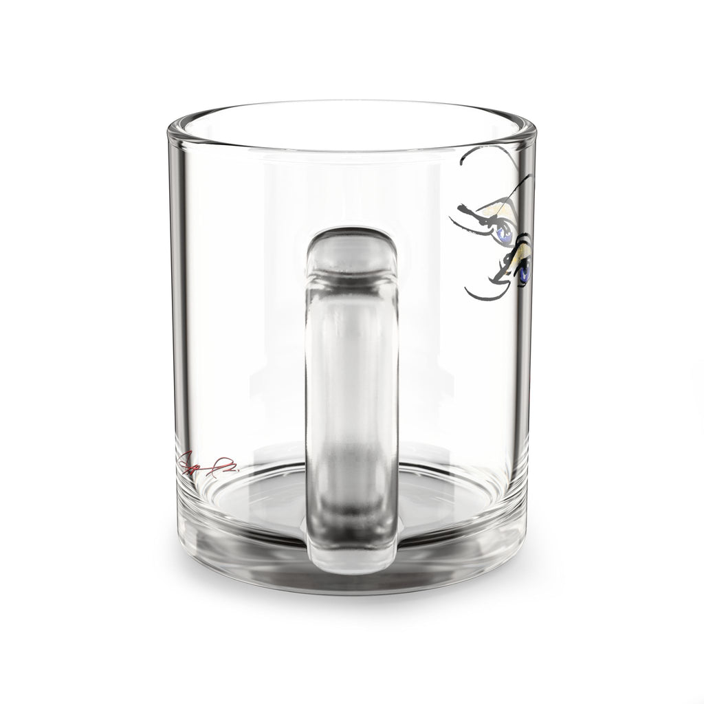 Minimalist Face Sketch Glass Mug | 10oz Clear Coffee Cup