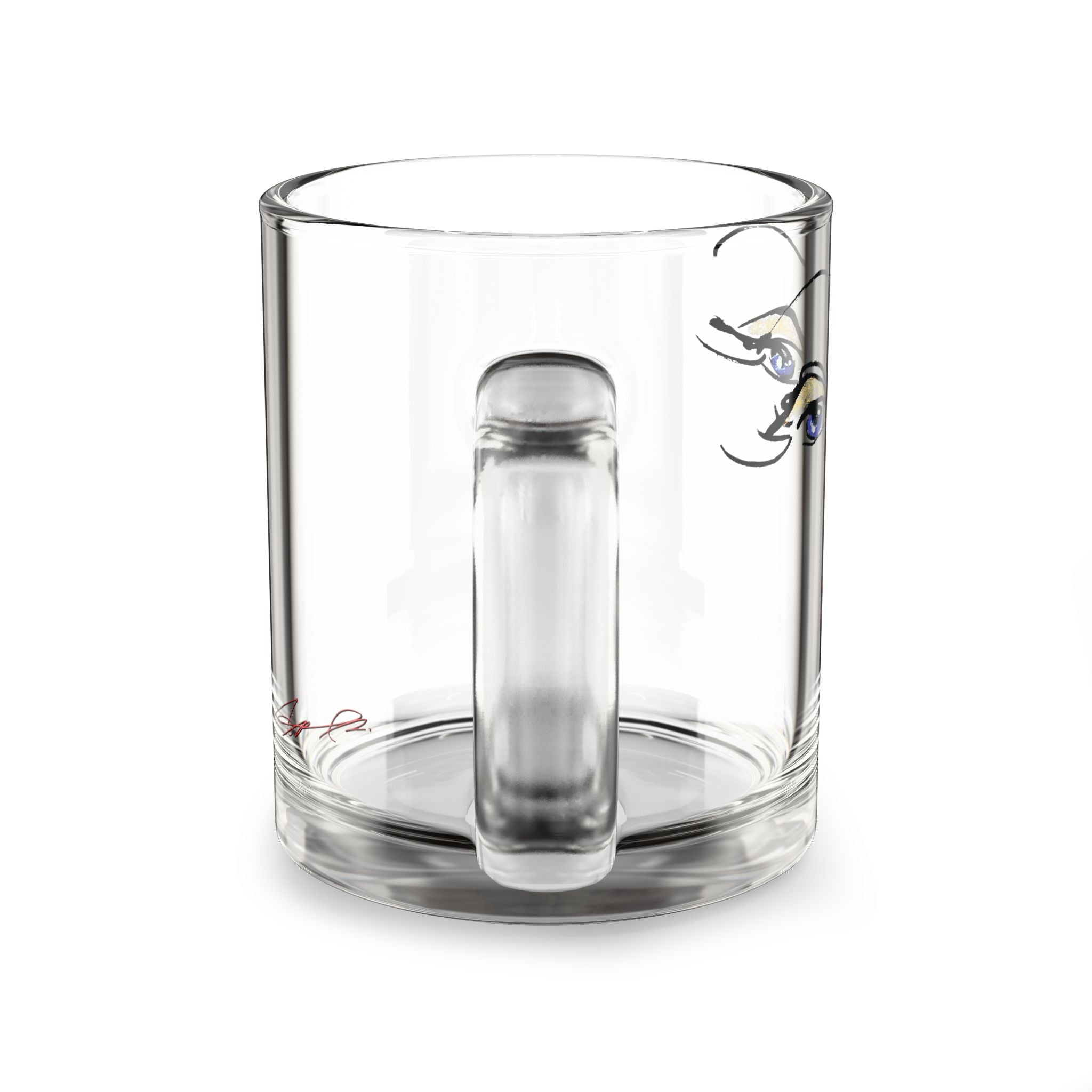 Minimalist Face Sketch Glass Mug | 10oz Clear Coffee Cup