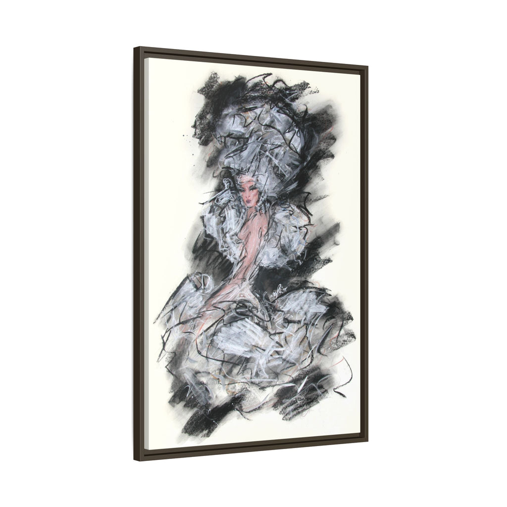 Framed Matte Canvas Art - Fashion Sketch Ballerina Illustration
