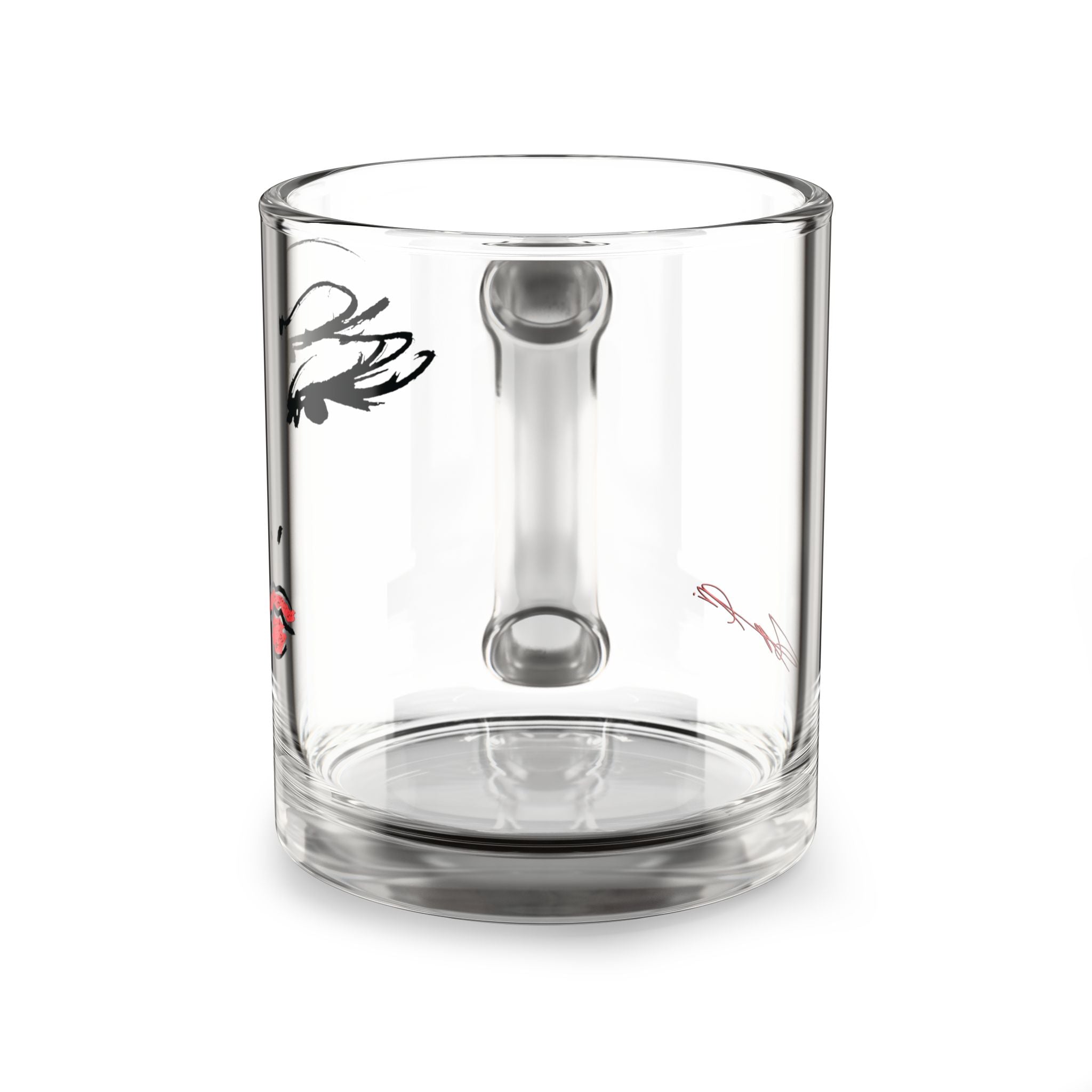 Glam Face Illustration Glass Mug, 10oz | Fashion Portrait, Red Lips