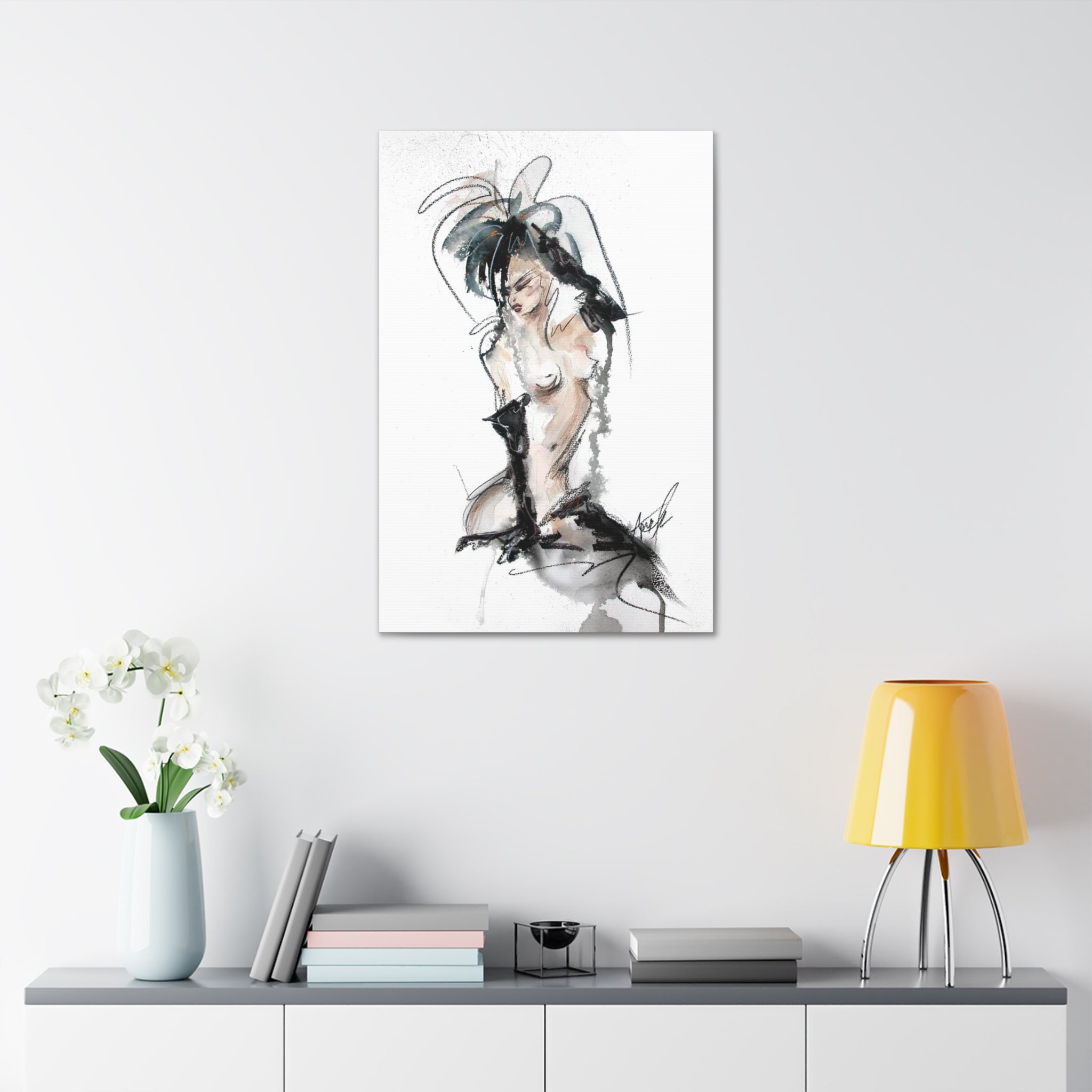 Woman In Black Gloves Canvas Print | Burlesque Pinup Canvas Art