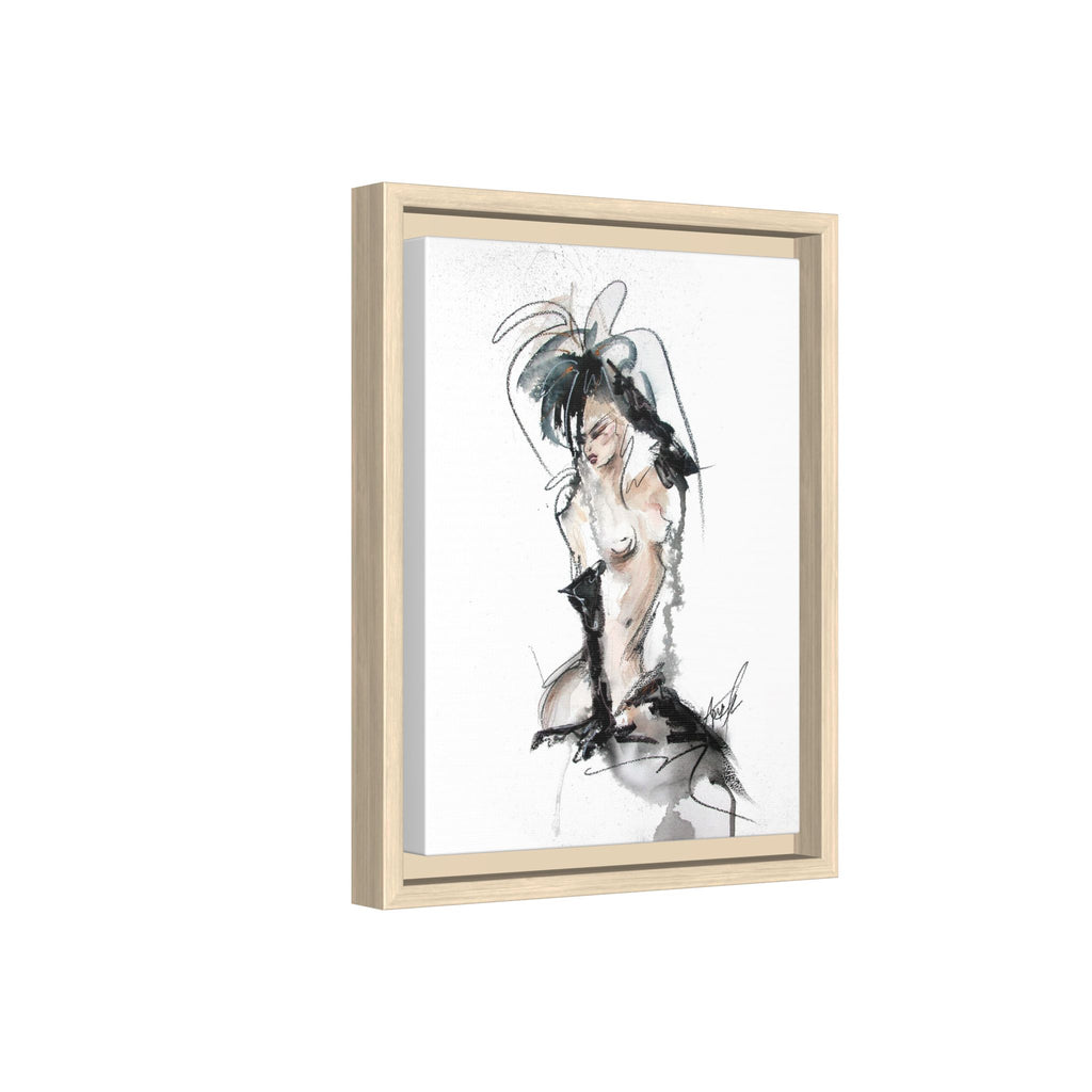 Woman in Black Gloves | Framed Nude Figure Sketch