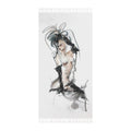Woman In Black Gloves – Bohemian Watercolor Pin-Up Beach Towel