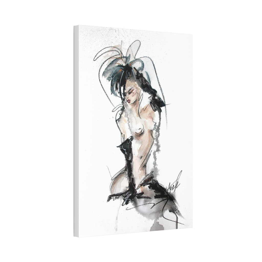 Woman In Black Gloves Canvas Print | Burlesque Pinup Canvas Art