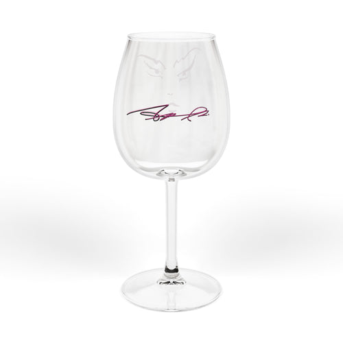 12oz Wine Glass with Pink Masquerade Mask Face Design — Elegant Party & Gift Glassware
