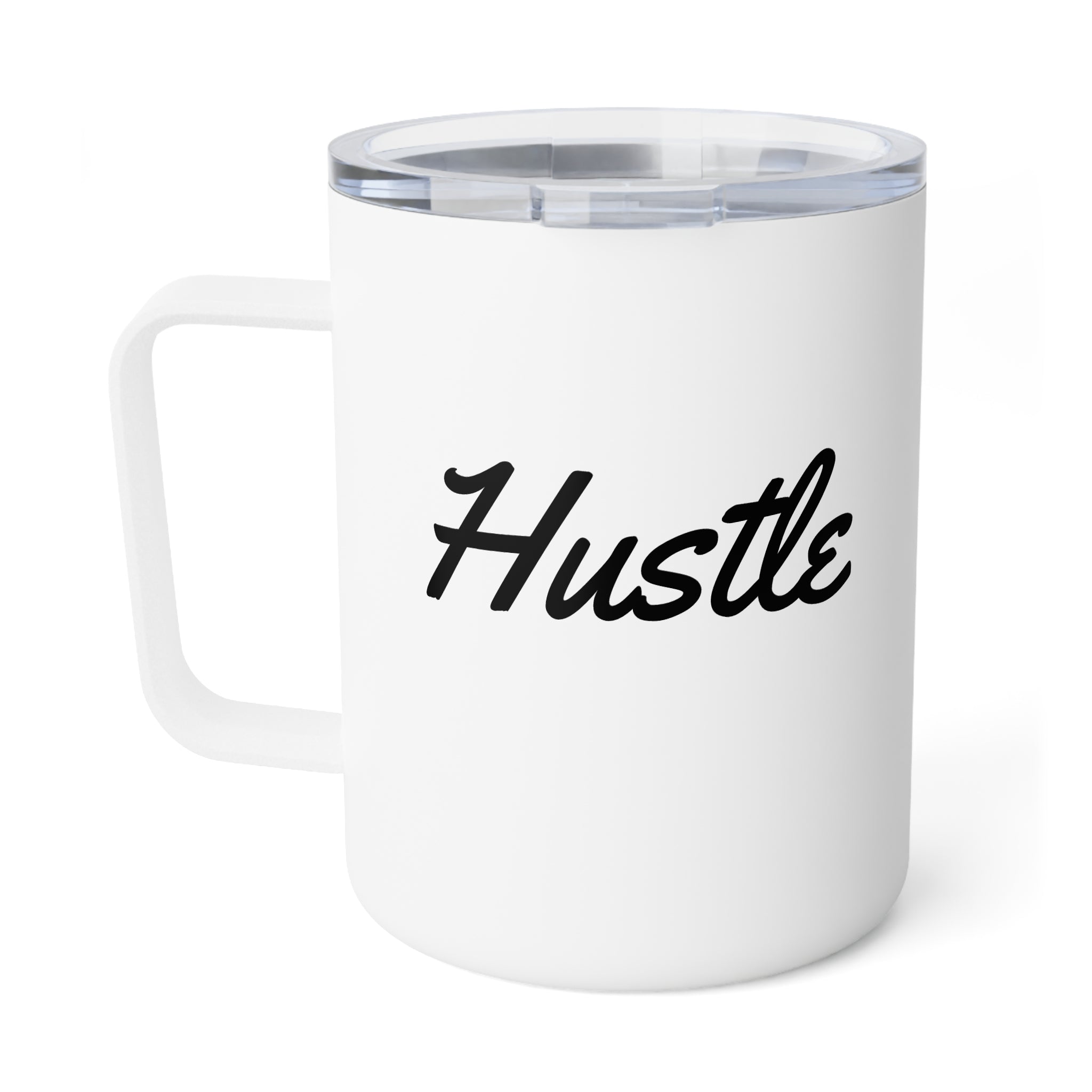 10oz Insulated Coffee Mug — Minimalist ‘Hustle’ Travel Tumbler
