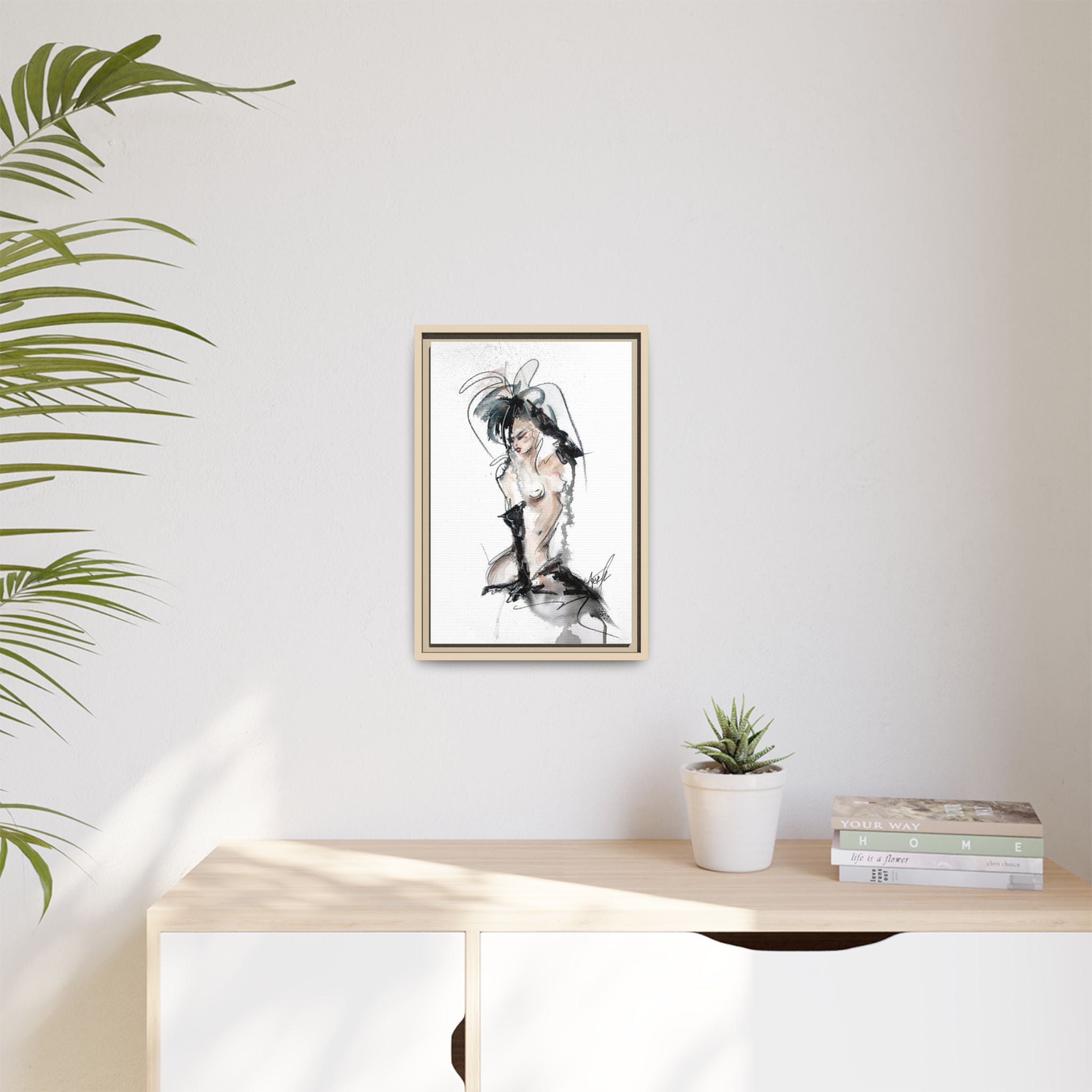 Woman in Black Gloves | Framed Nude Figure Sketch