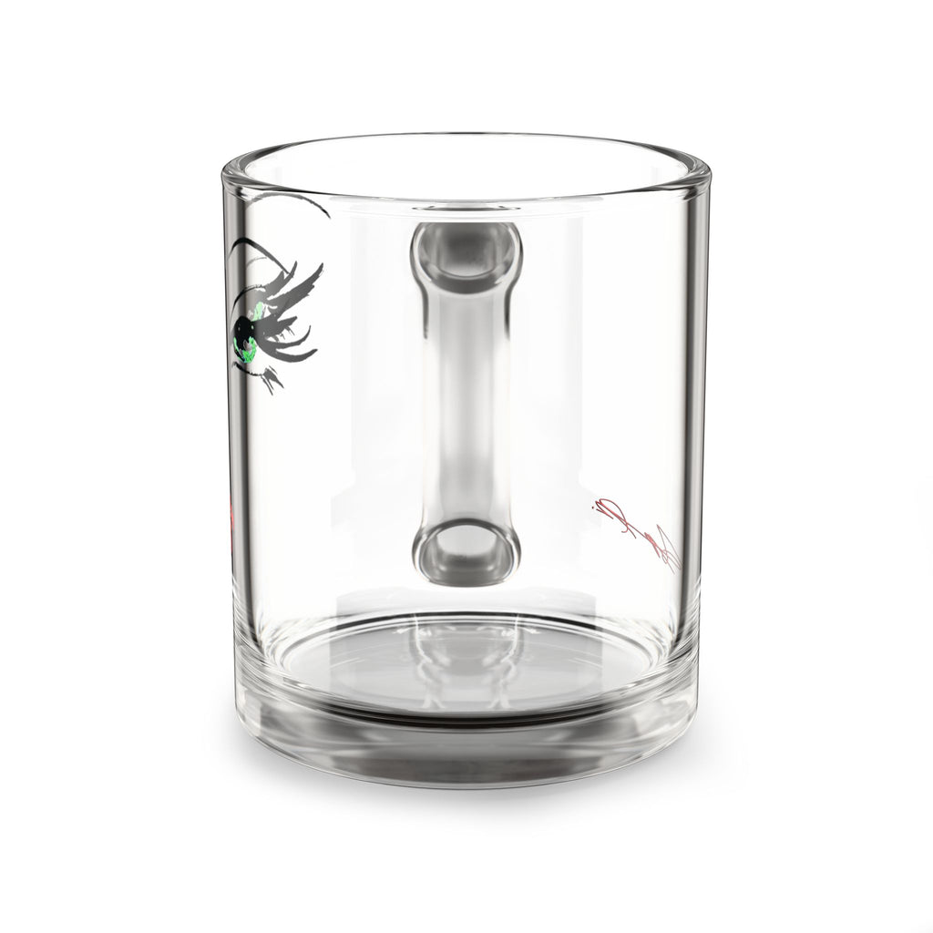 Green-Eyed Glam Face Glass Mug | 10oz Clear Coffee Tea Cup