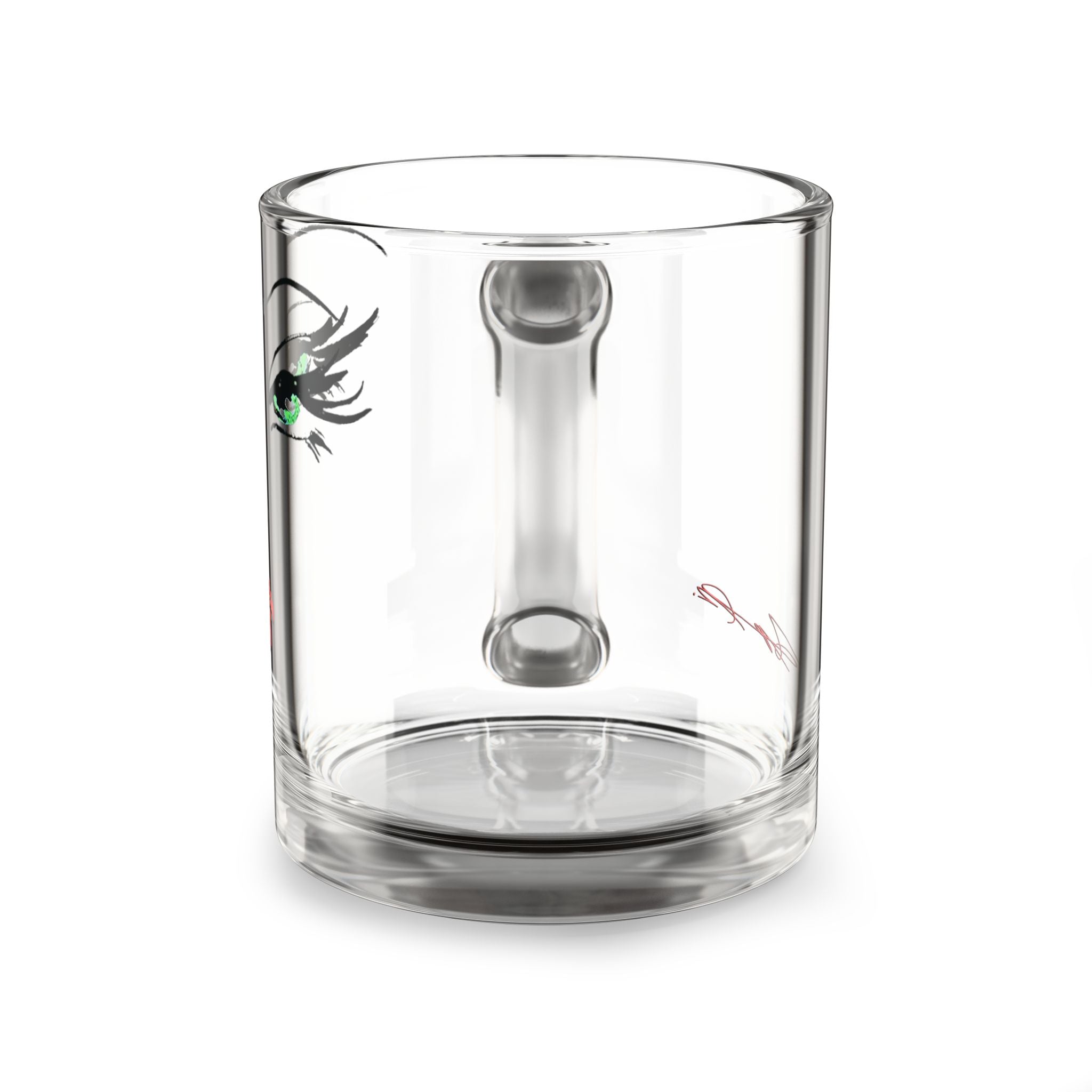 Green-Eyed Glam Face Glass Mug | 10oz Clear Coffee Tea Cup