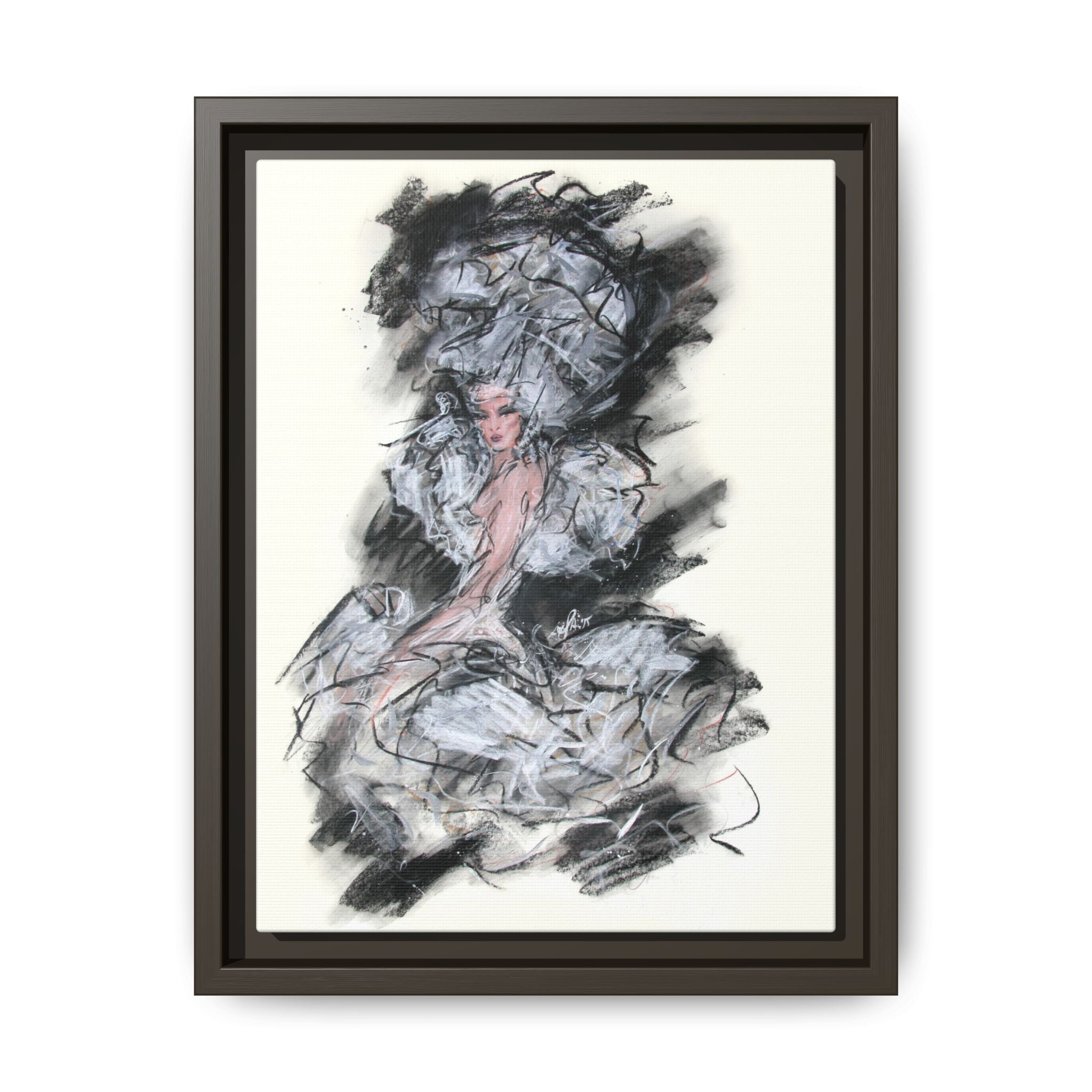 Framed Matte Canvas Art - Fashion Sketch Ballerina Illustration