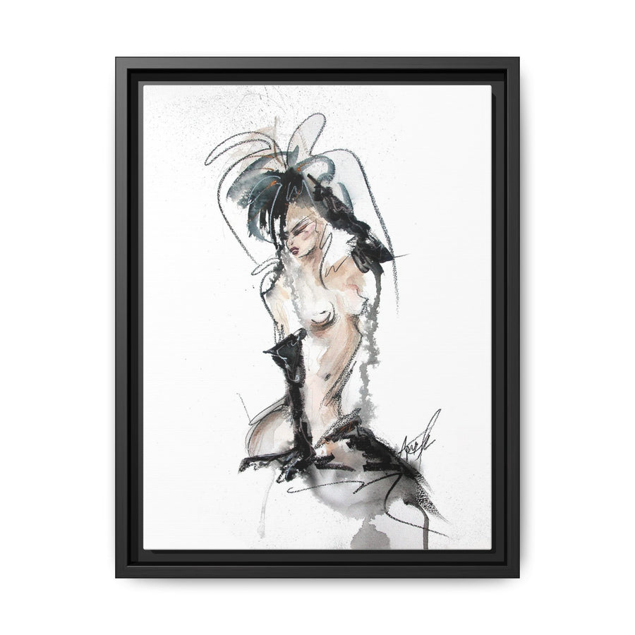 Woman in Black Gloves | Framed Nude Figure Sketch