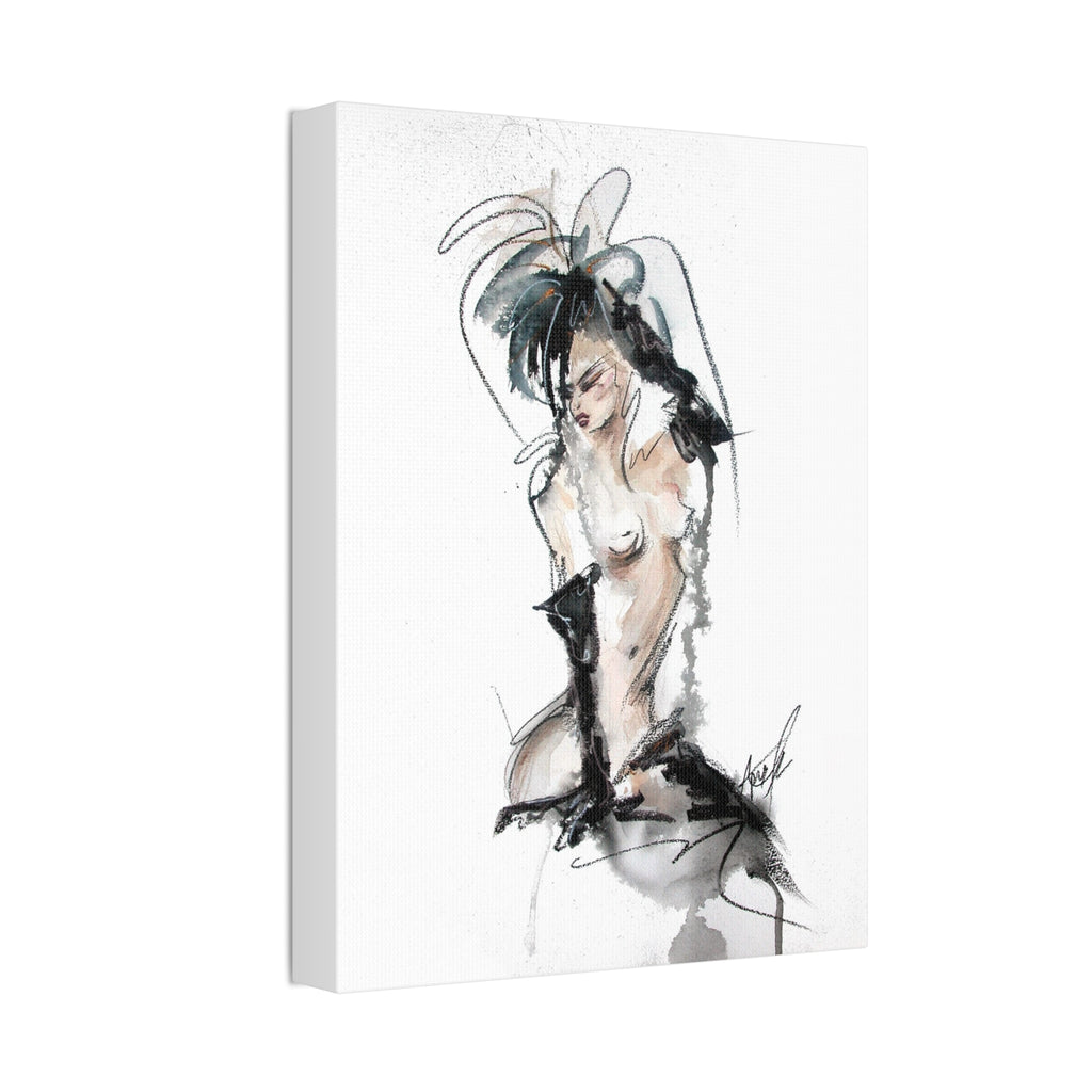 Woman In Black Gloves Canvas Print | Burlesque Pinup Canvas Art