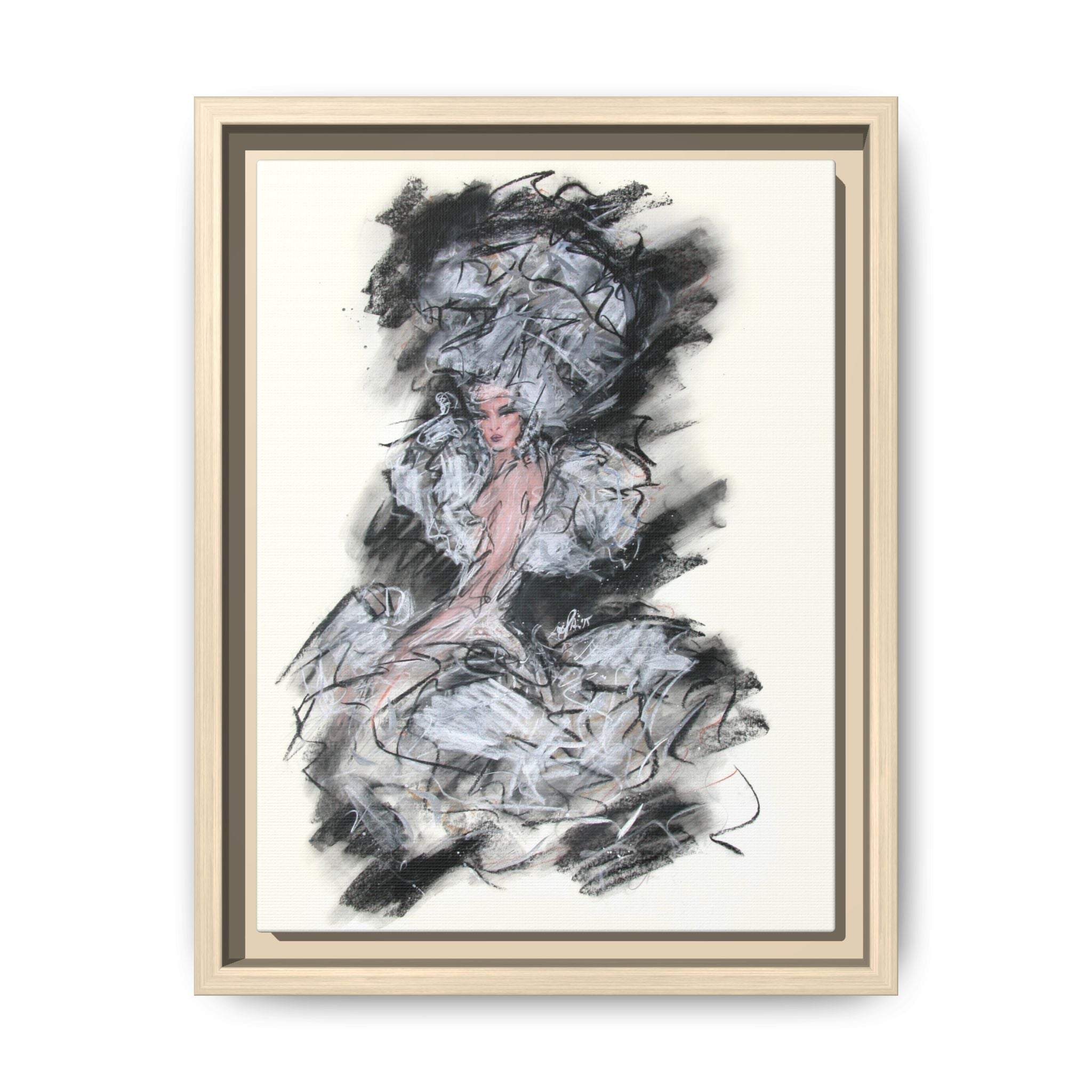 Framed Matte Canvas Art - Fashion Sketch Ballerina Illustration