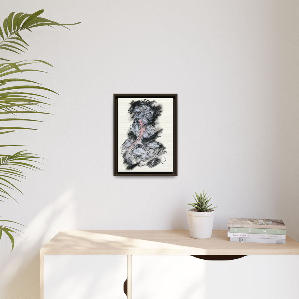Framed Matte Canvas Art - Fashion Sketch Ballerina Illustration