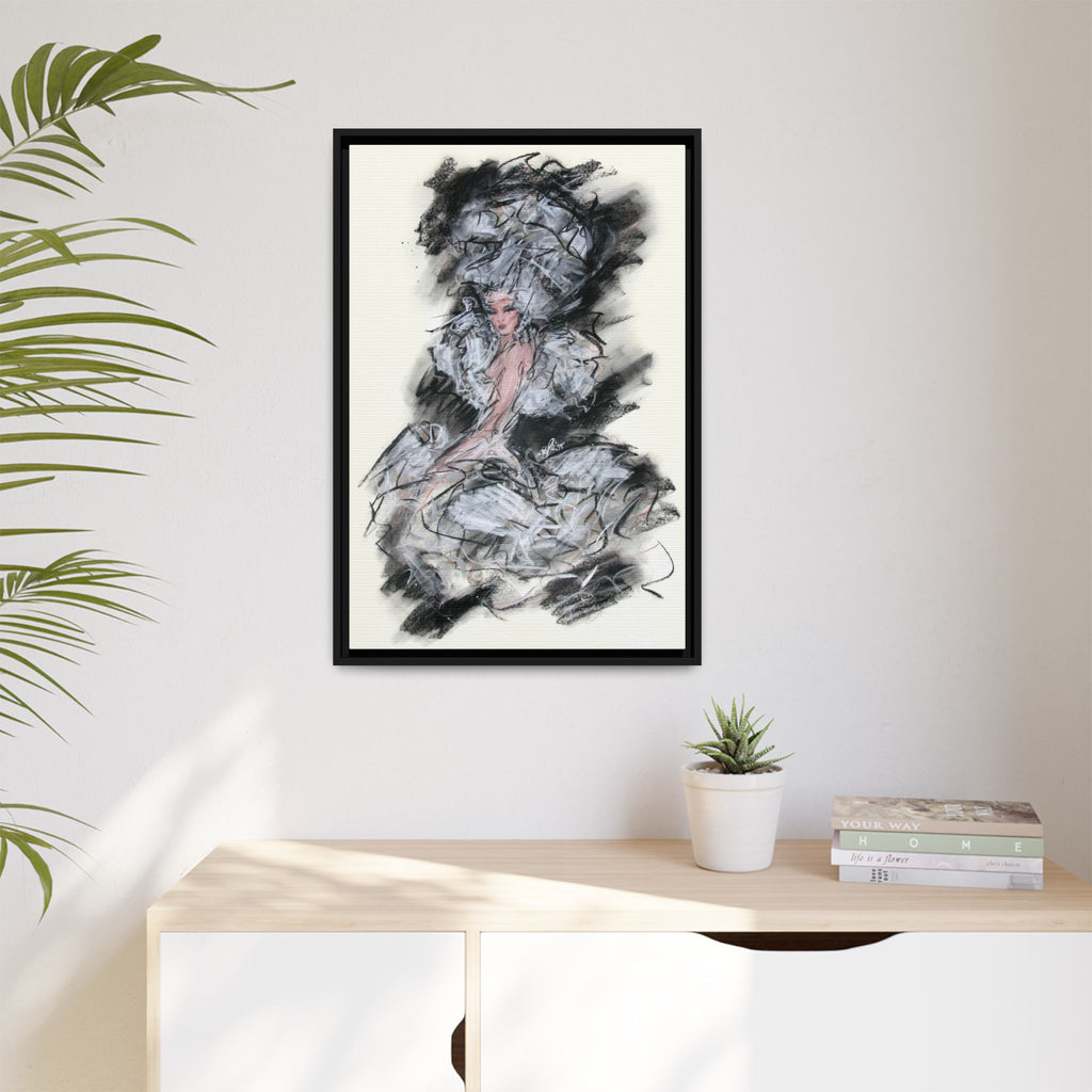 Framed Matte Canvas Art - Fashion Sketch Ballerina Illustration