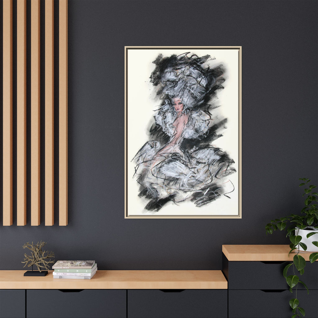 Framed Matte Canvas Art - Fashion Sketch Ballerina Illustration
