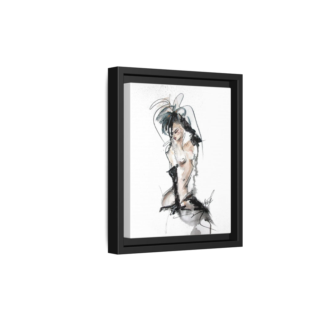 Woman in Black Gloves | Framed Nude Figure Sketch