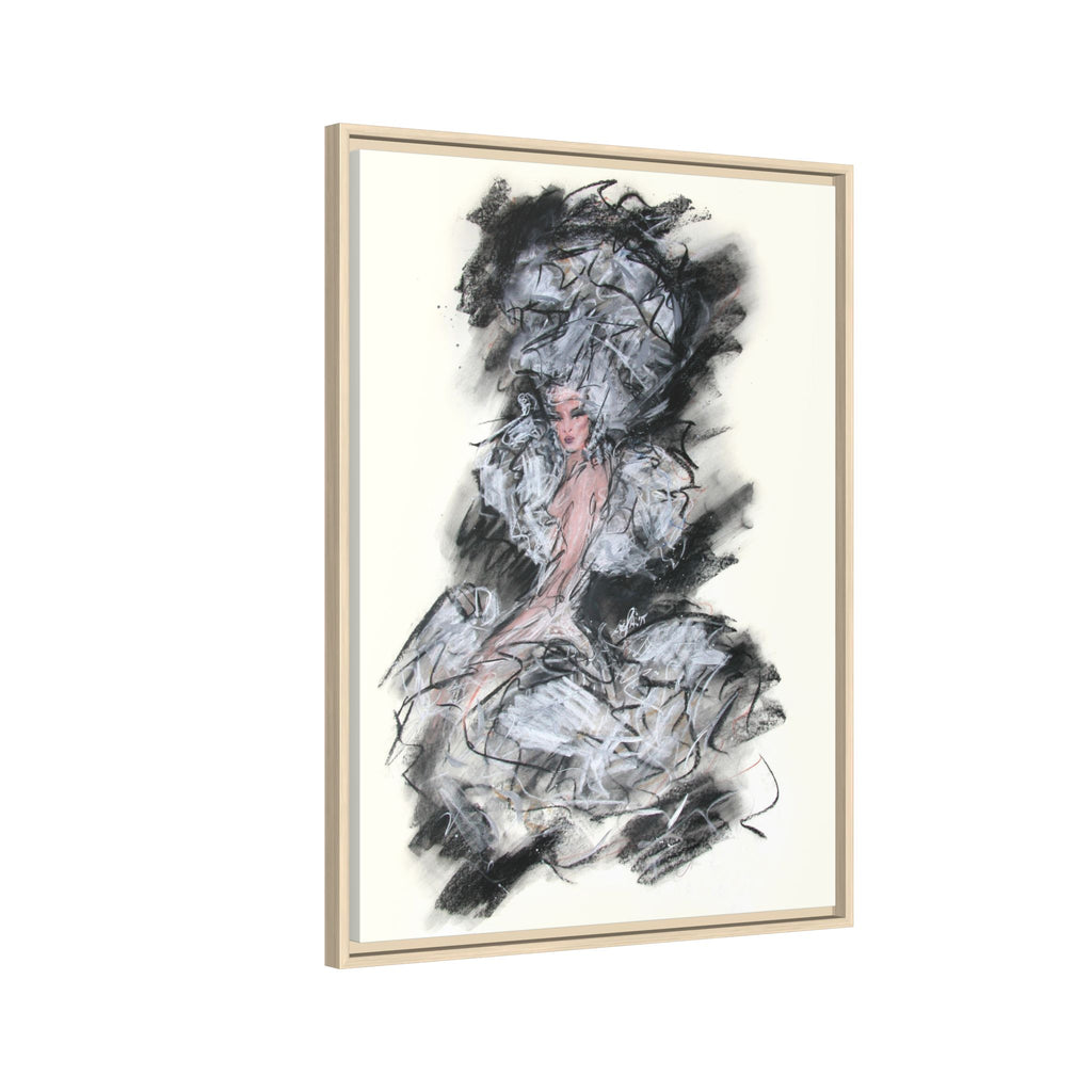 Framed Matte Canvas Art - Fashion Sketch Ballerina Illustration