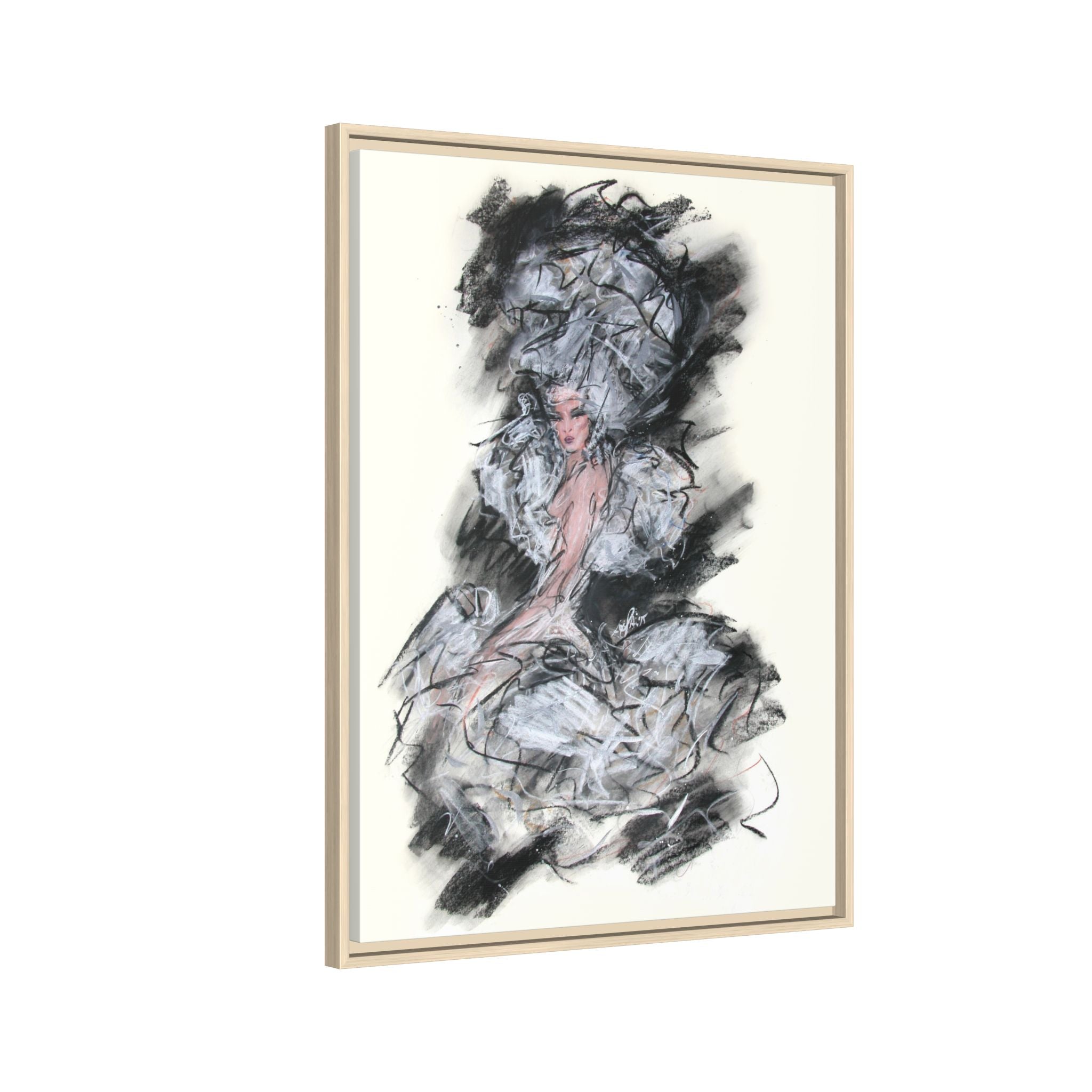 Framed Matte Canvas Art - Fashion Sketch Ballerina Illustration