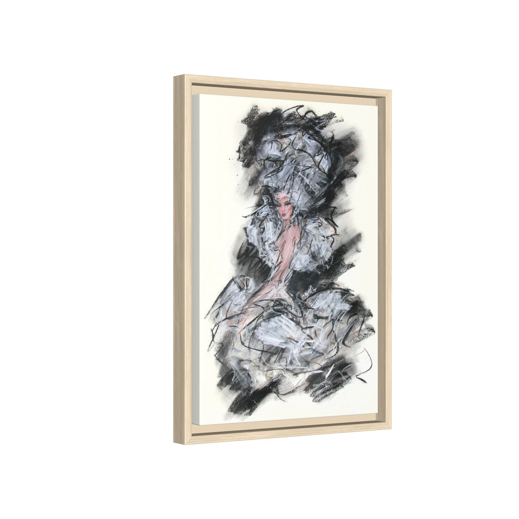 Framed Matte Canvas Art - Fashion Sketch Ballerina Illustration