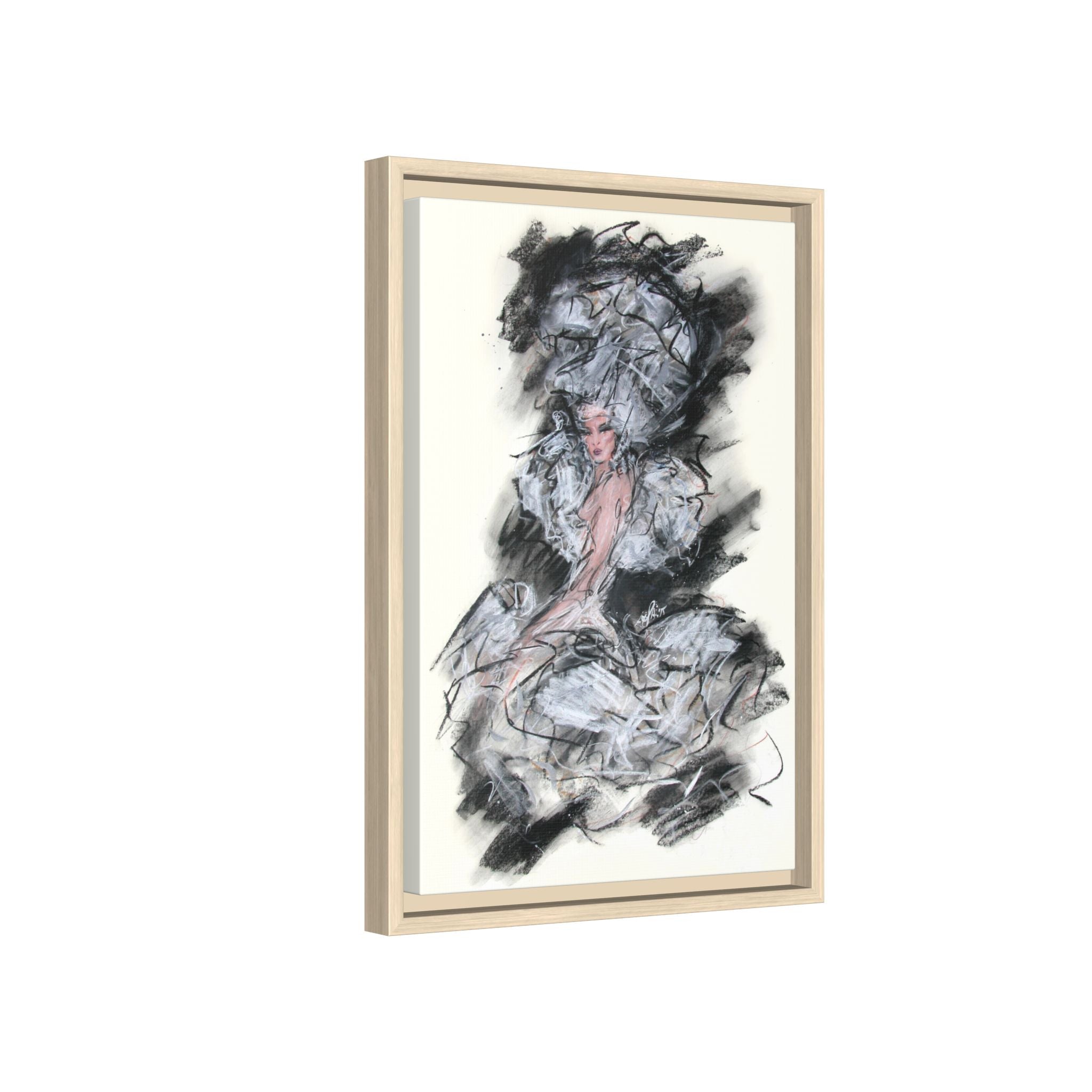 Framed Matte Canvas Art - Fashion Sketch Ballerina Illustration