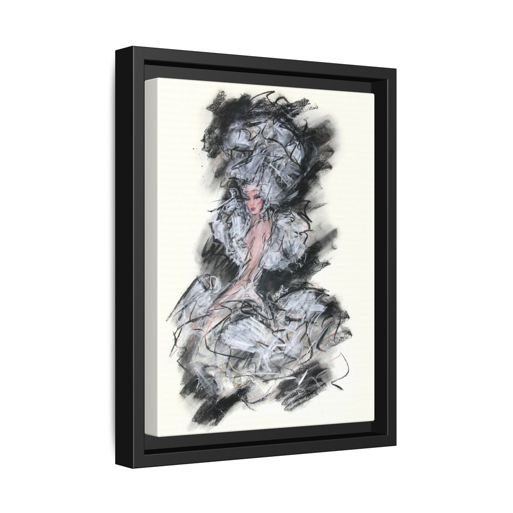 Framed Matte Canvas Art - Fashion Sketch Ballerina Illustration