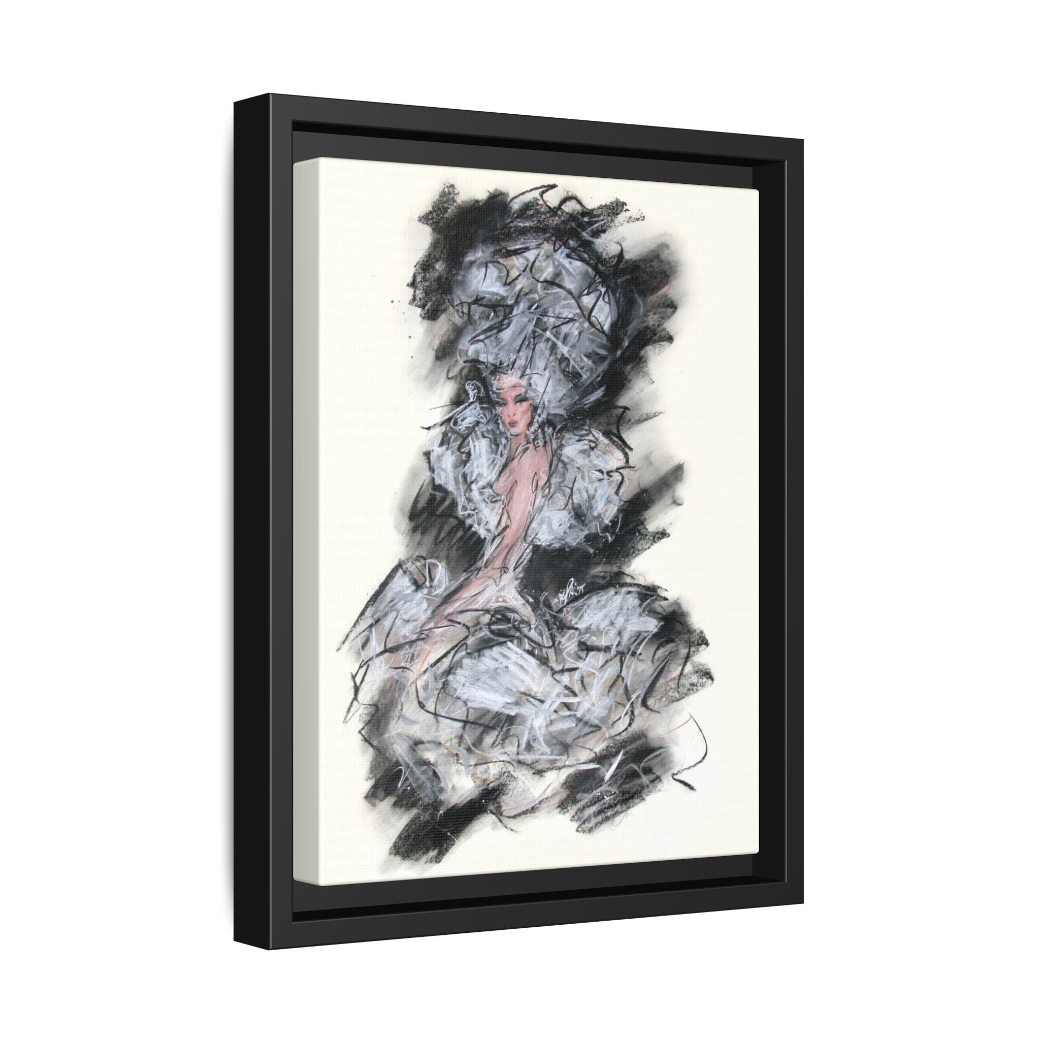 Framed Matte Canvas Art - Fashion Sketch Ballerina Illustration