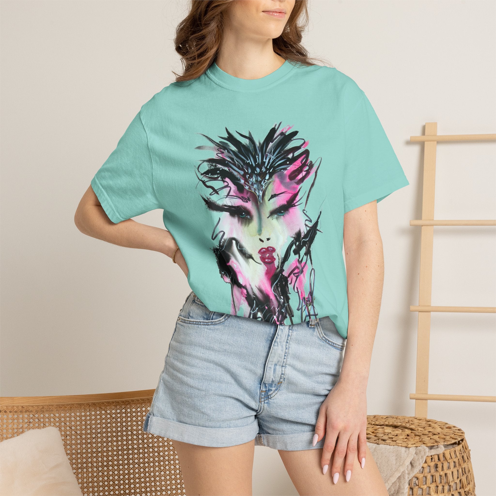 Avant-Garde Face Art T-Shirt | Abstract Watercolor Portrait
