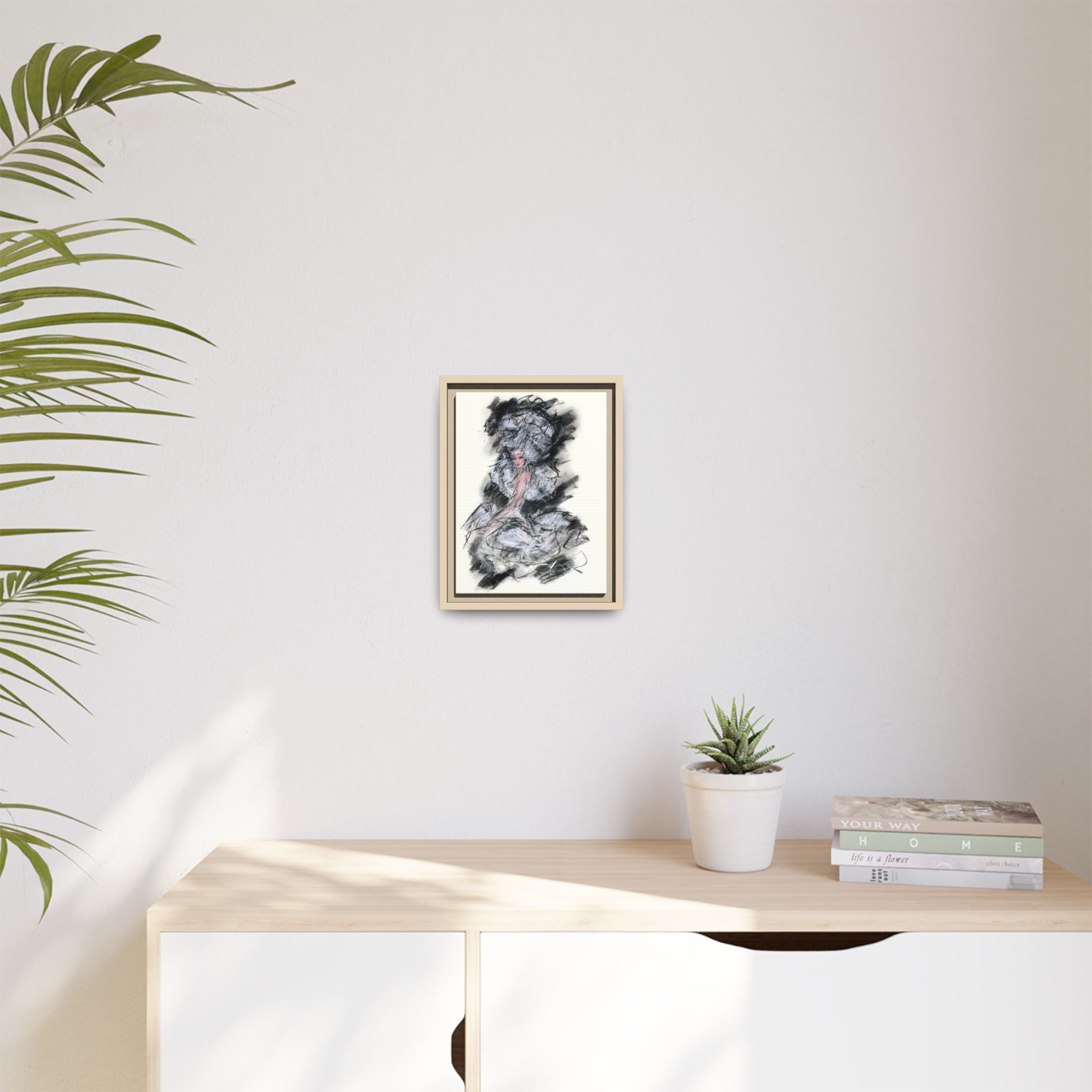 Framed Matte Canvas Art - Fashion Sketch Ballerina Illustration