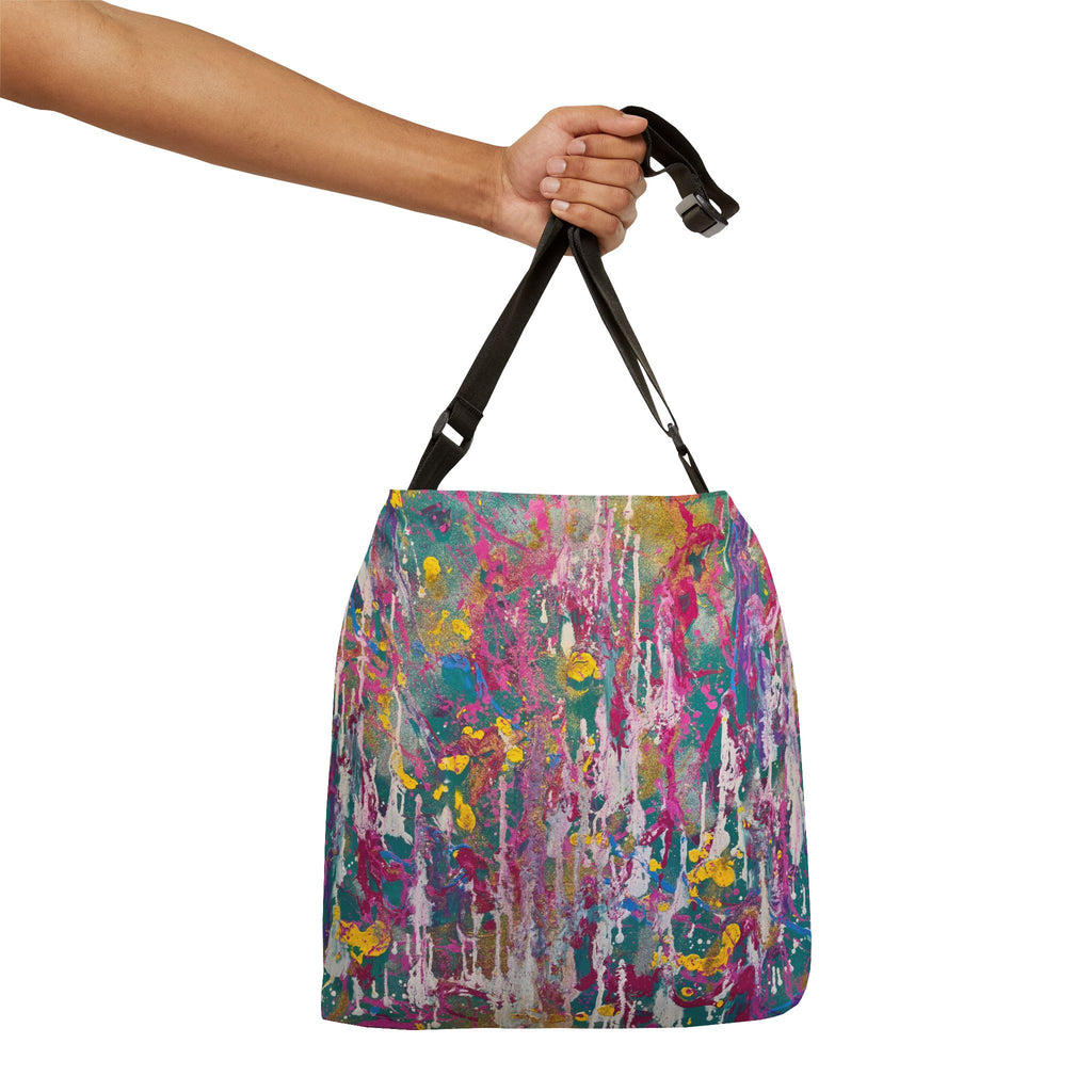 Abstract Color Splash Tote Bag — Adjustable Art Print Shoulder Bag