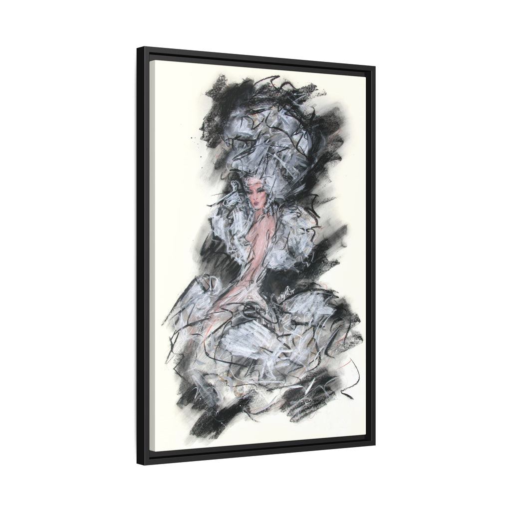Framed Matte Canvas Art - Fashion Sketch Ballerina Illustration