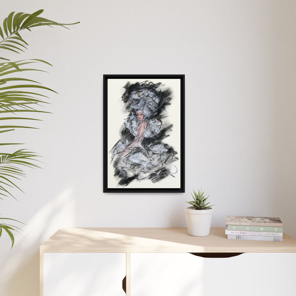 Framed Matte Canvas Art - Fashion Sketch Ballerina Illustration