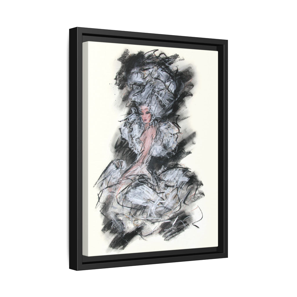 Framed Matte Canvas Art - Fashion Sketch Ballerina Illustration