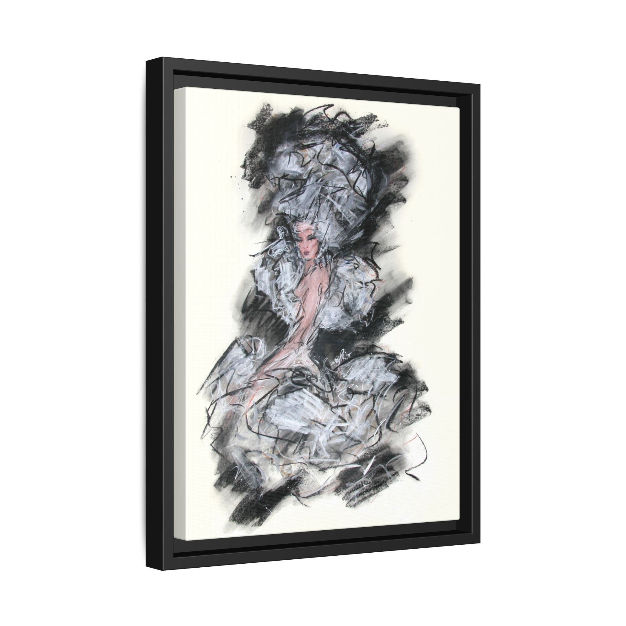 Framed Matte Canvas Art - Fashion Sketch Ballerina Illustration
