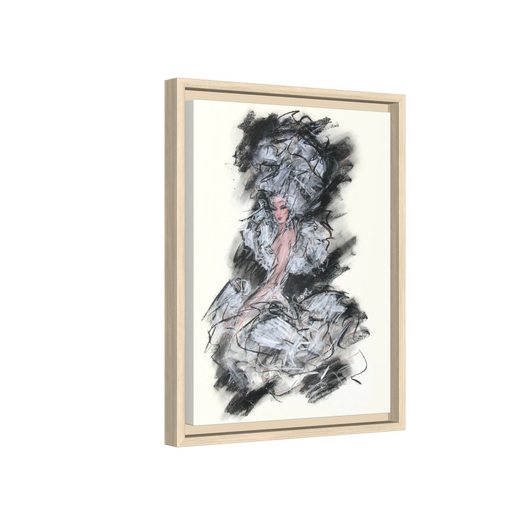 Framed Matte Canvas Art - Fashion Sketch Ballerina Illustration
