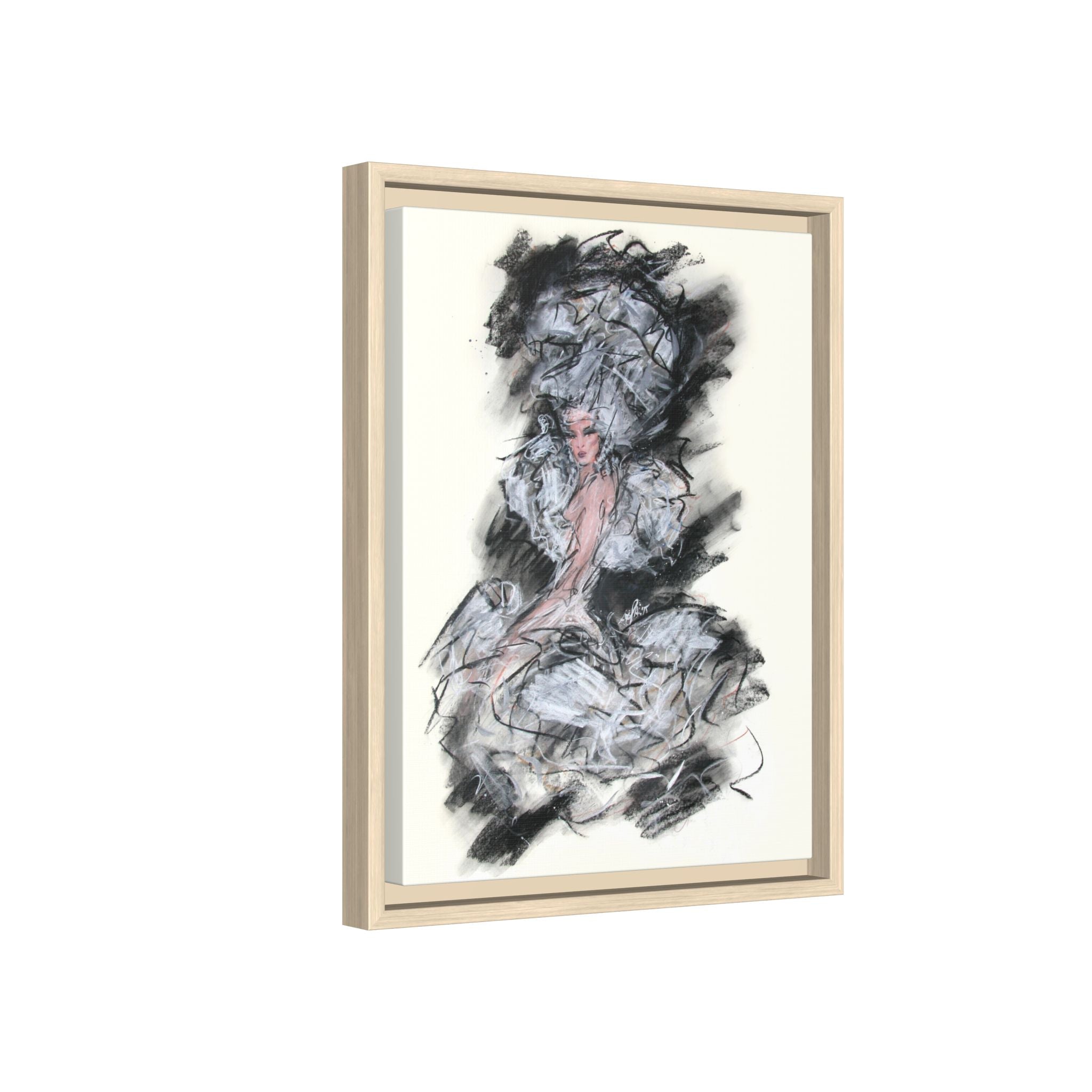Framed Matte Canvas Art - Fashion Sketch Ballerina Illustration