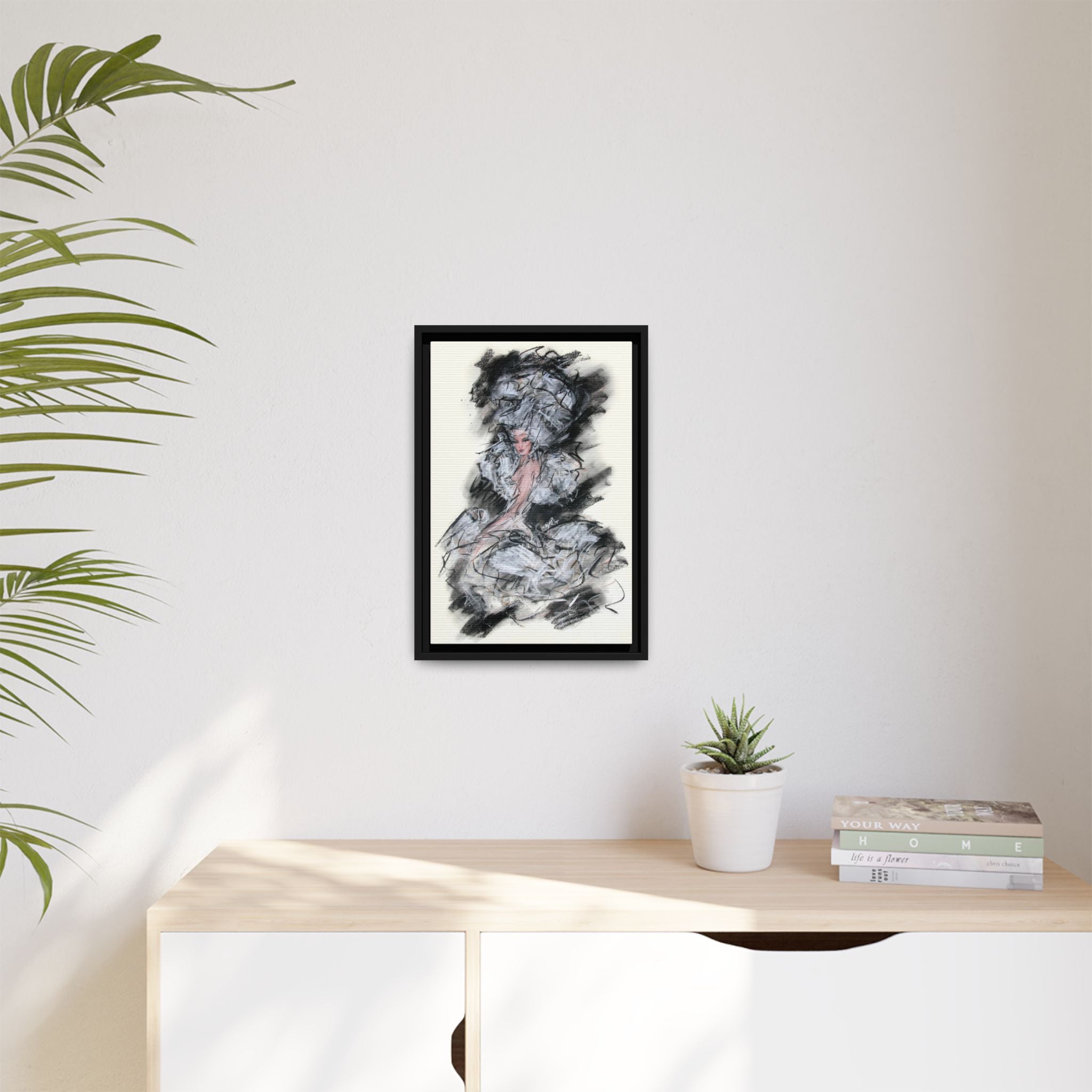 Framed Matte Canvas Art - Fashion Sketch Ballerina Illustration