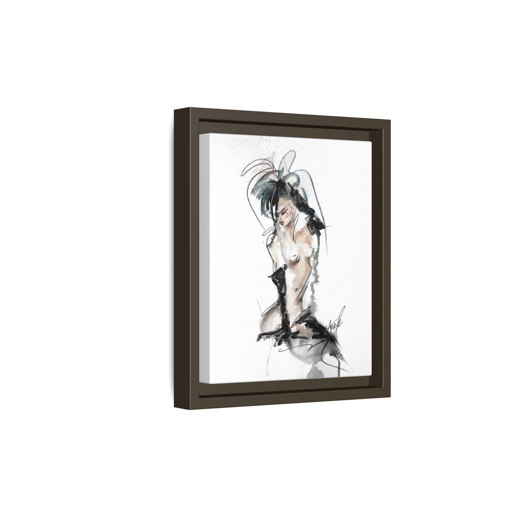 Woman in Black Gloves | Framed Nude Figure Sketch