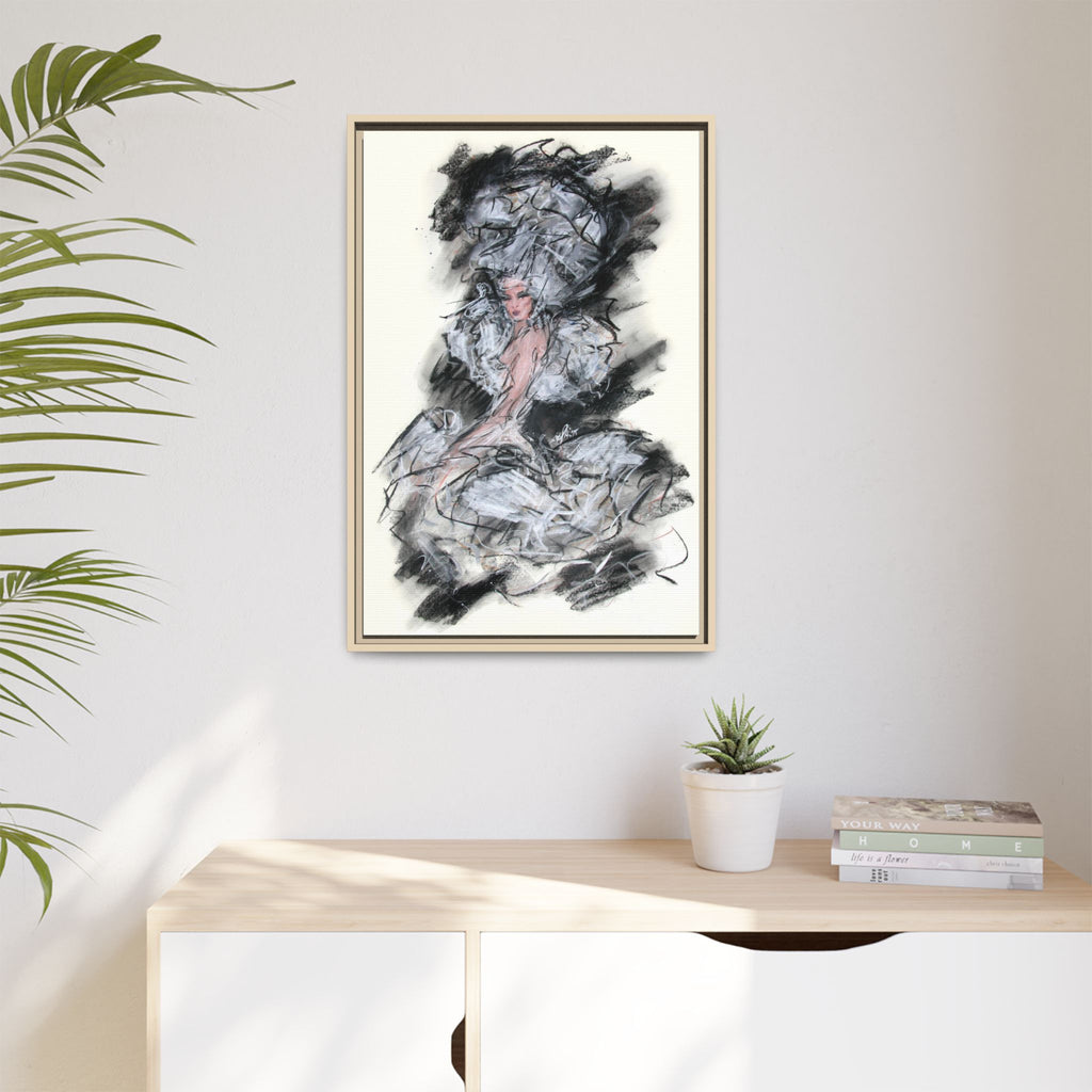 Framed Matte Canvas Art - Fashion Sketch Ballerina Illustration