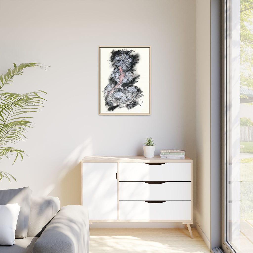 Framed Matte Canvas Art - Fashion Sketch Ballerina Illustration