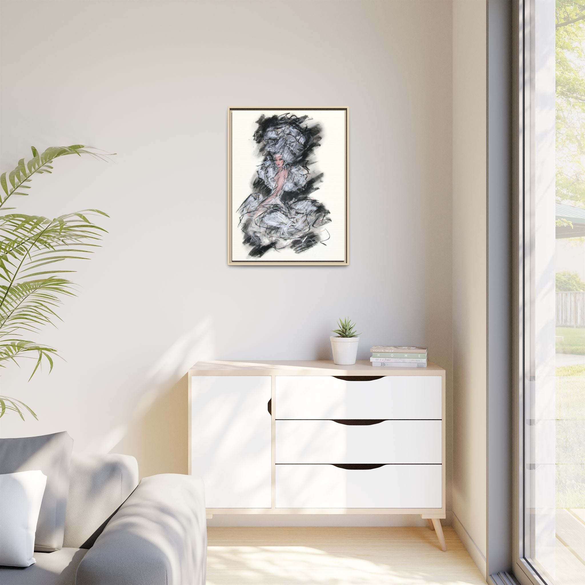 Framed Matte Canvas Art - Fashion Sketch Ballerina Illustration
