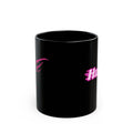 Black Coffee Mug — Neon Pink Cat Face Accent, Cute Minimalist Cat Lover Gift (11oz & 15oz)