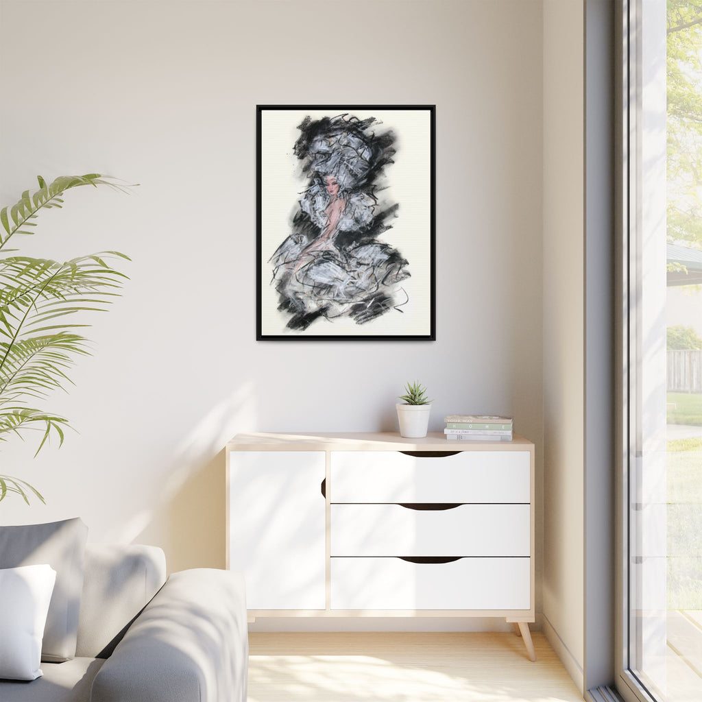 Framed Matte Canvas Art - Fashion Sketch Ballerina Illustration