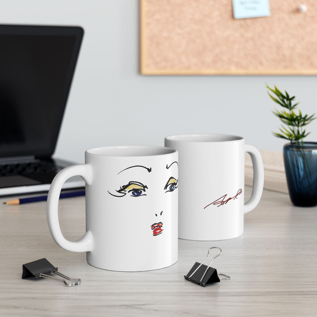 Ceramic Mug - Minimal Eyelash & Signature Design, Makeup Artist Gift (11oz, 15oz)