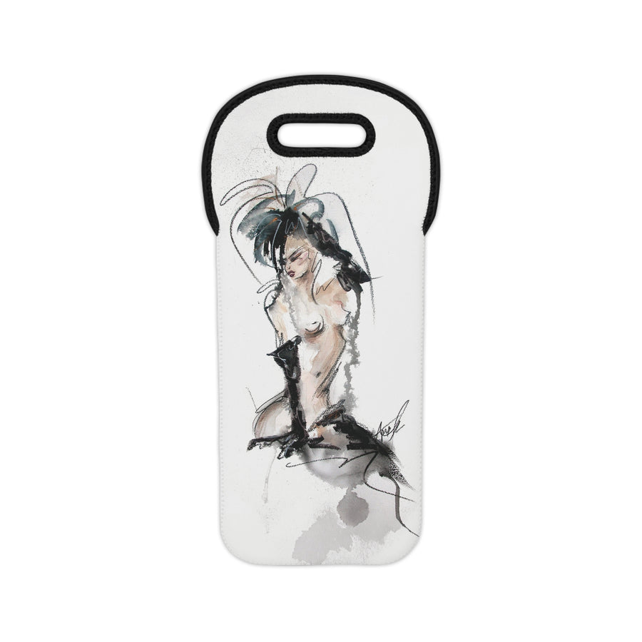 Woman With Black Gloves | Sexy Wine Tote Bag | Fashion Illustration, Watercolor Pinup