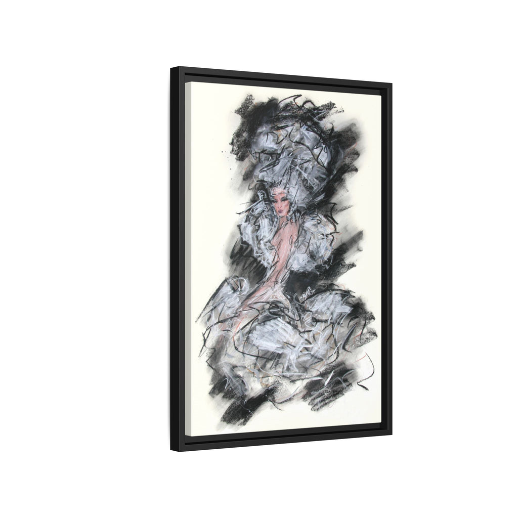 Framed Matte Canvas Art - Fashion Sketch Ballerina Illustration