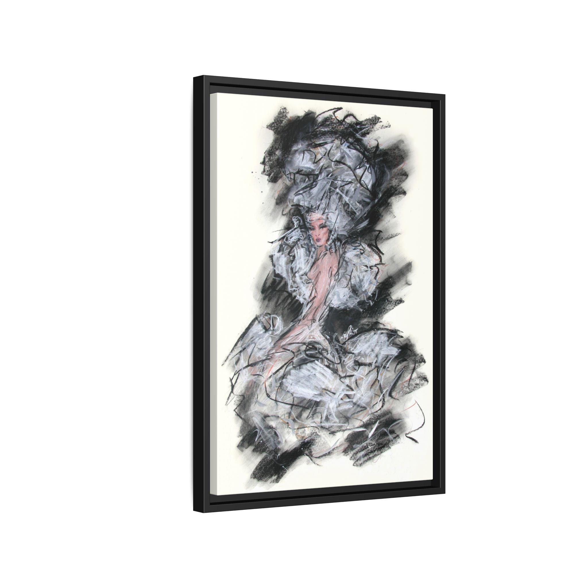 Framed Matte Canvas Art - Fashion Sketch Ballerina Illustration