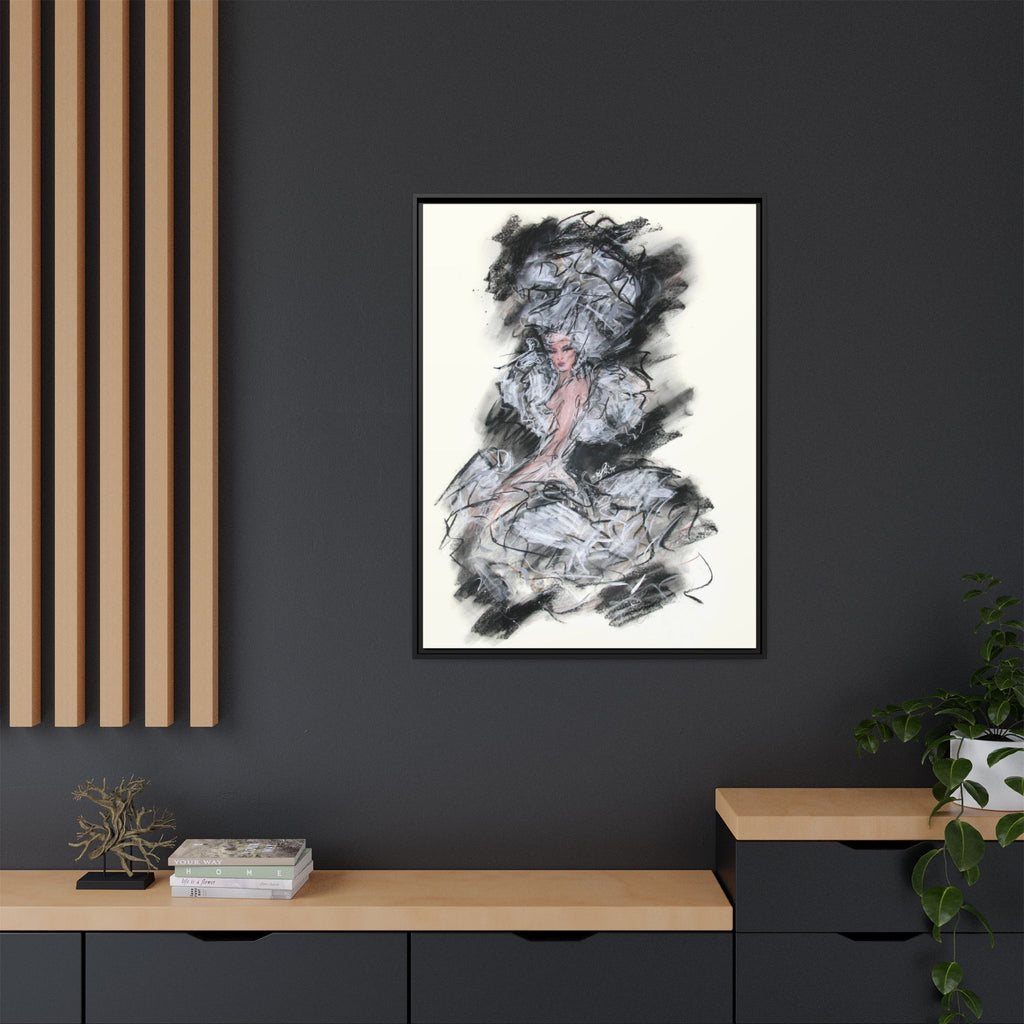 Framed Matte Canvas Art - Fashion Sketch Ballerina Illustration